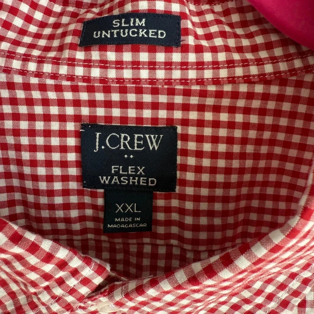 J.CREW Flex Washed Red Gingham Mens Long Sleeve Button‎ Down, XXL